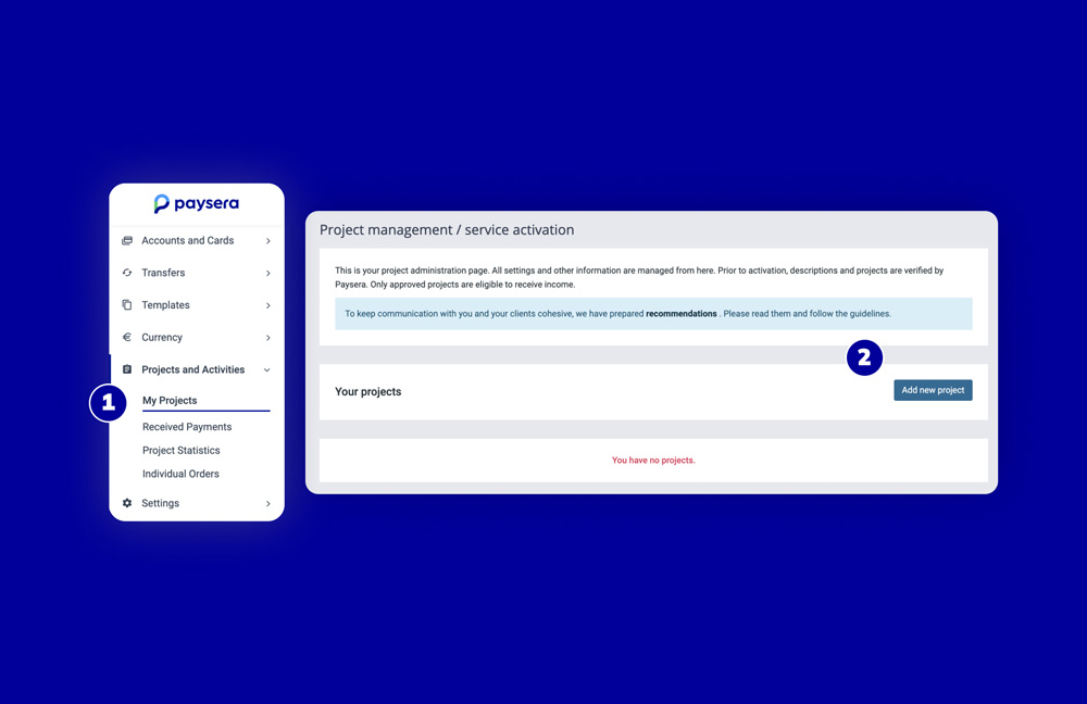 How to create a payment collection project on Paysera?