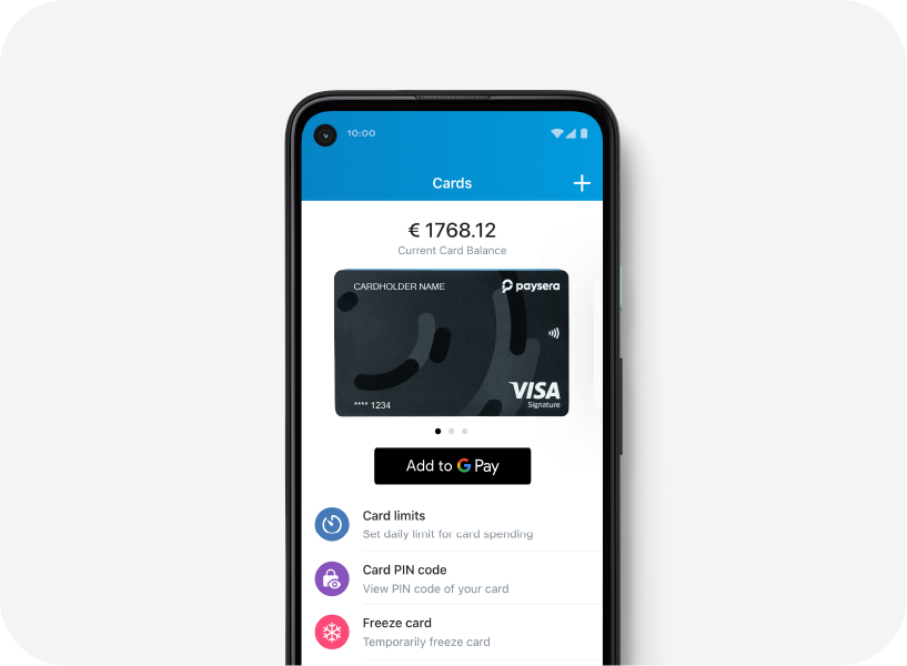 Paysera Visa Signature card